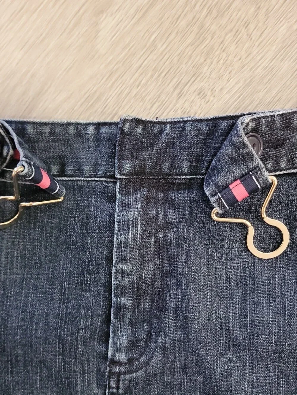 Talbots Blue Denim Mini Skirt with Stripe Waist Detail - Picture 9 of 10